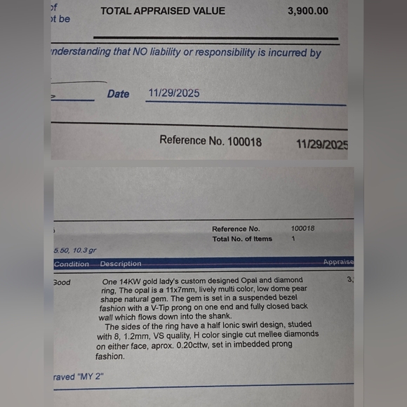 Over 10 Gram 14kt White Gold Ethiopian Opal And Diamond Ring - Picture 15 of 16